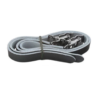 Point Courroies Cuir Noir Pour Cale Pieds De Vélo - La Paire 2 Point Courroies Cuir Noir Pour Cale Pieds De Vélo - La Paire – Image 2