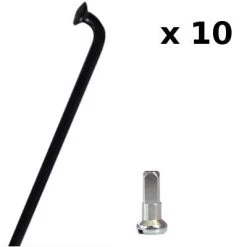 Rayons Vélo Noirs 2 Mm Avec écrous - Lot De 10 Pièces